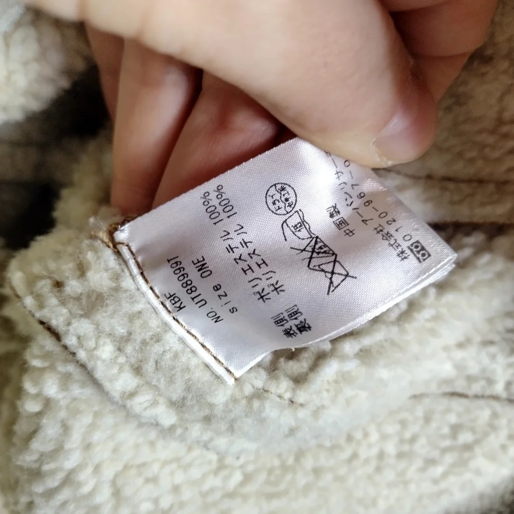 KBJ Japanese brand faux suede Sherpa full zip jacket women's sz M